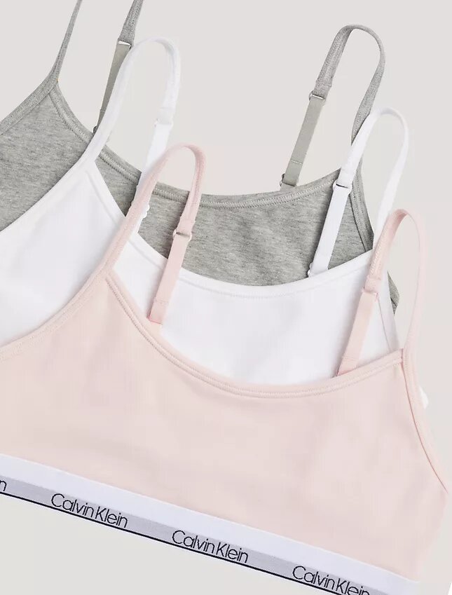 Lot de 3 bralettes courtes en Cotton Stretch pour filles, Unlined Lot de 3 bralettes courtes en Cotton Stretch pour filles, Unlined