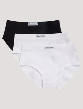 Lot de 3 culottes Hipster à logo côtelé
