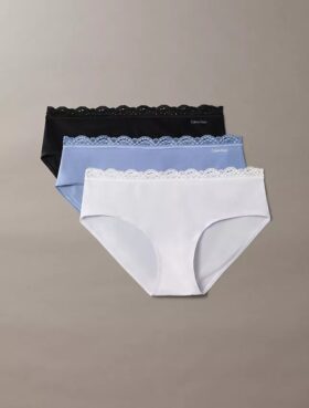Lot de 3 Hipster en microfibre extensible avec dentelle