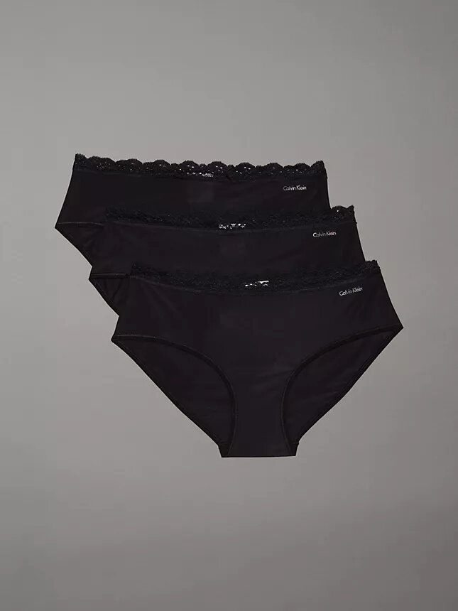 Lot de 3 Hipster en microfibre extensible avec dentelle Lot de 3 Hipster en microfibre extensible avec dentelle