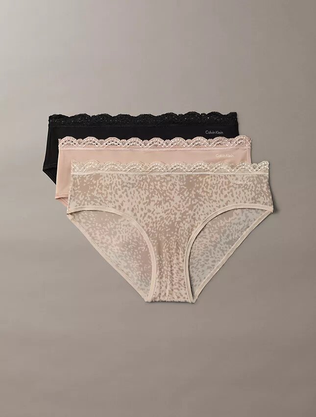 Lot de 3 Hipster en microfibre extensible avec dentelle Lot de 3 Hipster en microfibre extensible avec dentelle