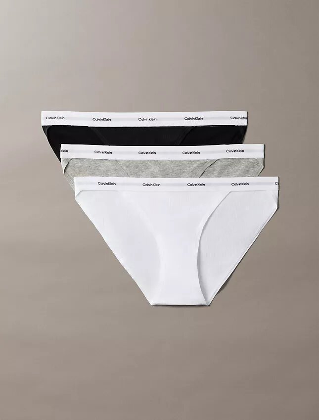 Lot de 3 strings Bikini en Cotton Stretch côtelé Lot de 3 strings Bikini en Cotton Stretch côtelé