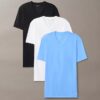 Lot de 3 t-shirts à col en V coupe ajustée en mélange de Cotton Stretch Lot de 3 t-shirts à col en V coupe ajustée en mélange de Cotton Stretch