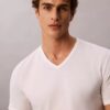 Lot de 3 t-shirts à col en V coupe ajustée en mélange de Cotton Stretch Lot de 3 t-shirts à col en V coupe ajustée en mélange de Cotton Stretch