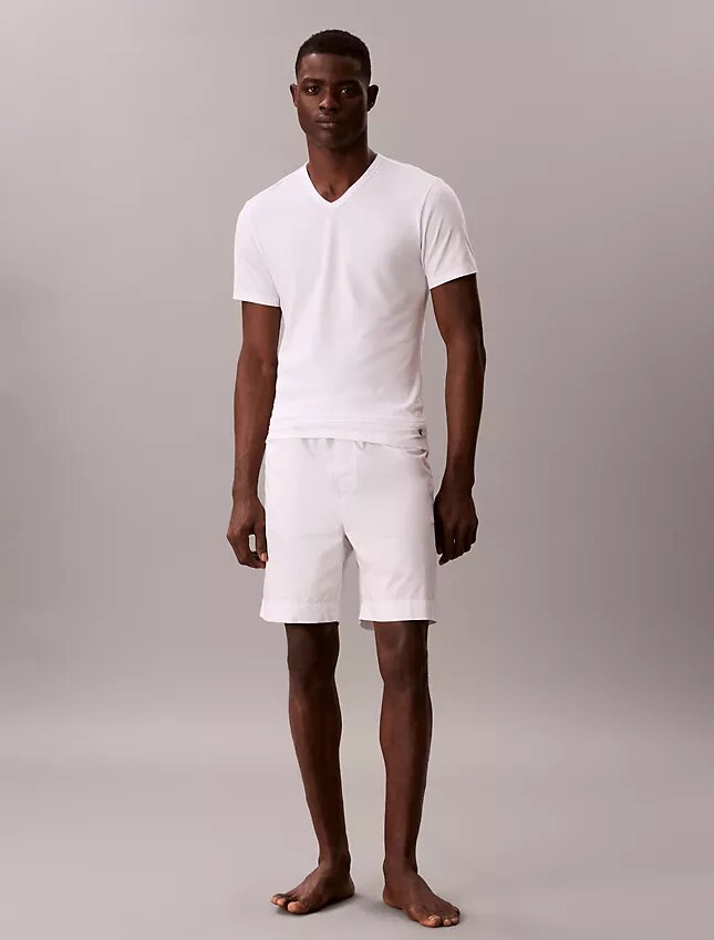 Lot de 3 t-shirts à col en V coupe ajustée en mélange de Cotton Stretch Lot de 3 t-shirts à col en V coupe ajustée en mélange de Cotton Stretch