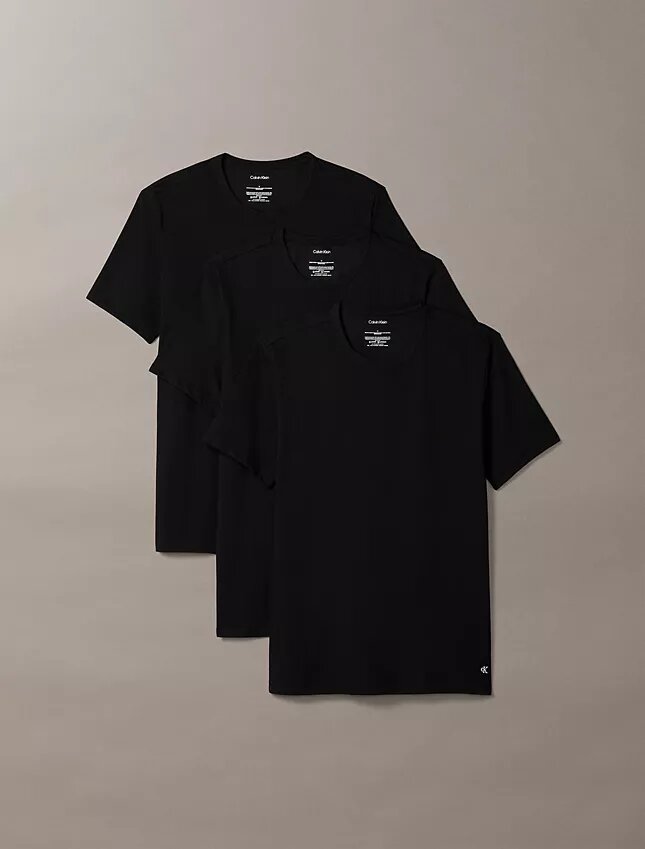 Lot de 3 t-shirts à col rond coupe ajustée en Cotton Stretch Lot de 3 t-shirts à col rond coupe ajustée en Cotton Stretch