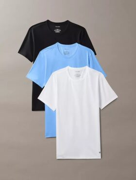 Lot de 3 t-shirts à col rond coupe ajustée en Cotton Stretch