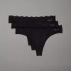 Lot de 3 Thongs en microfibre extensible avec dentelle Lot de 3 Thongs en microfibre extensible avec dentelle