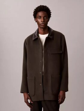 Manteau de voiture en mélange de laine Melton