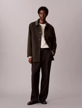 Manteau de voiture en mélange de laine Melton