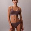 Microfiber Bralette sans coutures côtelée, légèrement rembourrée