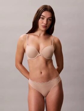 Microfiber Thong avec dentelle