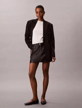 Mini-jupe en simili cuir à 5 poches