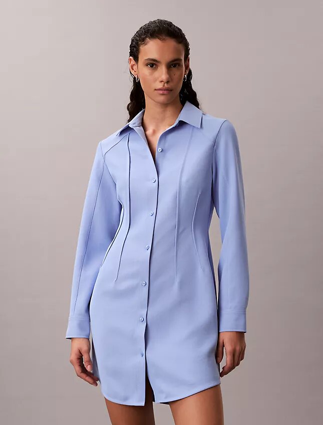 Mini-robe chemise décontractée en sergé Mini-robe chemise décontractée en sergé