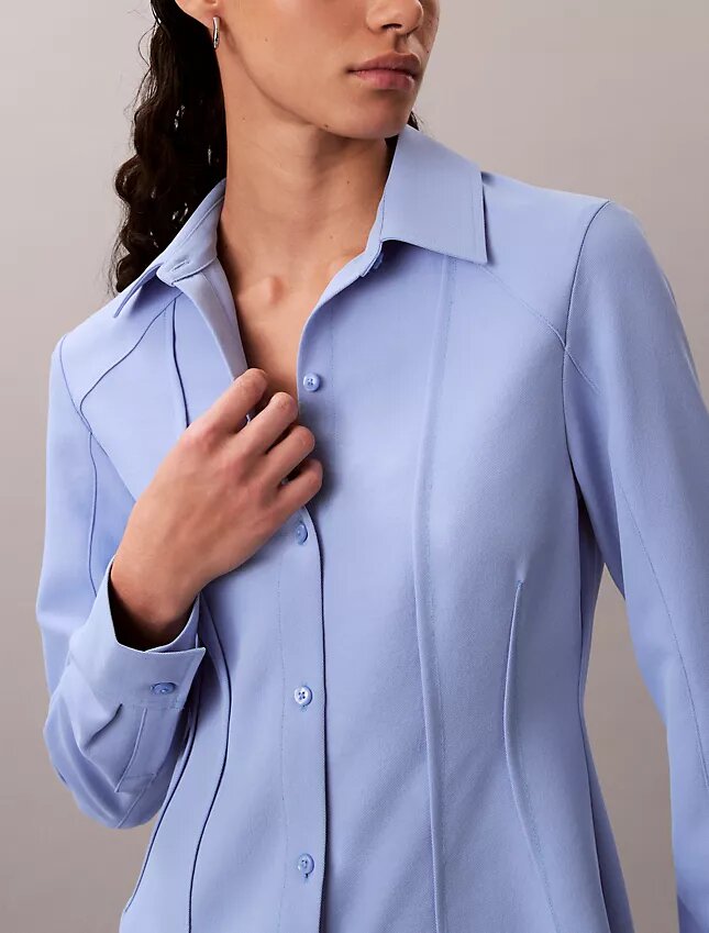 Mini-robe chemise décontractée en sergé Mini-robe chemise décontractée en sergé