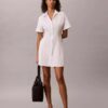 Mini-robe chemise en popeline de coton