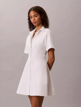 Mini-robe chemise en popeline de coton