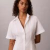Mini-robe chemise en popeline de coton
