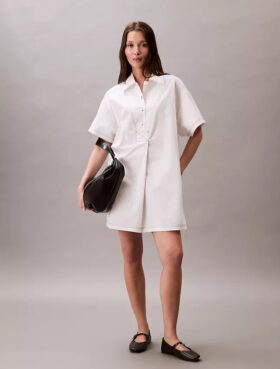 Mini-robe chemise en sergé de coton