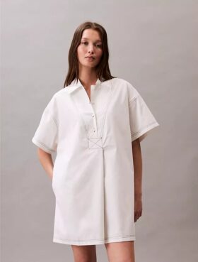 Mini-robe chemise en sergé de coton