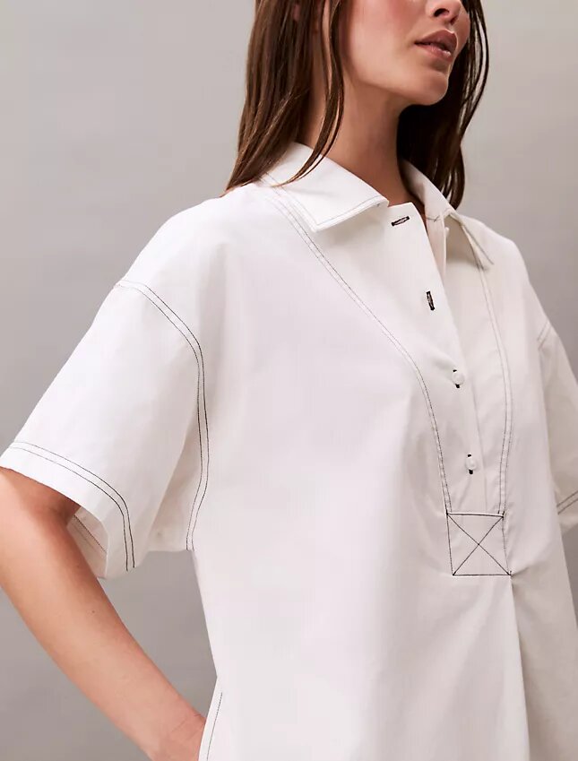 Mini-robe chemise en sergé de coton Mini-robe chemise en sergé de coton