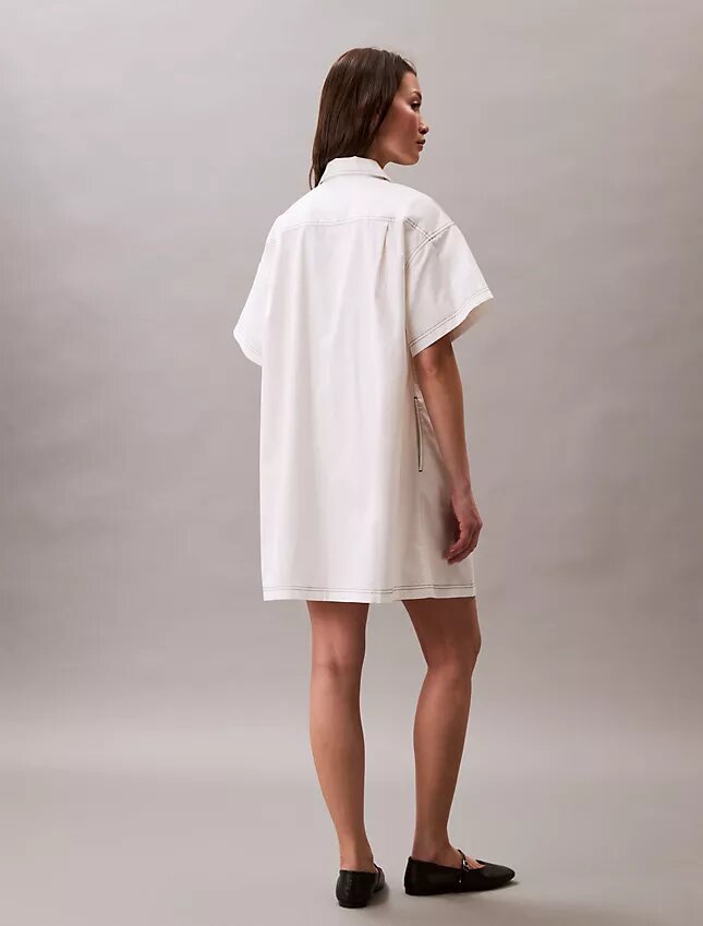 Mini-robe chemise en sergé de coton Mini-robe chemise en sergé de coton