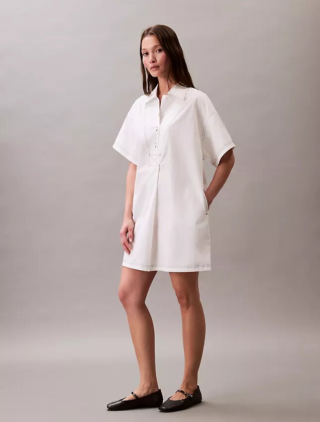 Mini-robe chemise en sergé de coton Mini-robe chemise en sergé de coton
