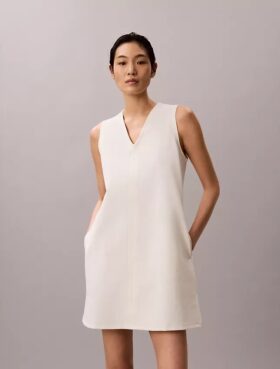 Mini-robe à col en V en interlock