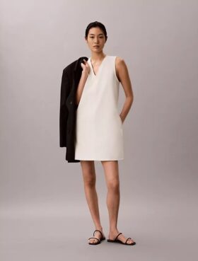 Mini-robe à col en V en interlock
