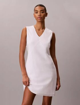 Mini-robe en coton mélangé à encolure en V