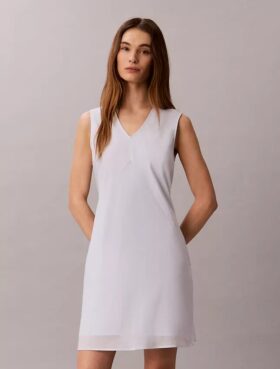Mini-robe en coton mélangé à encolure en V