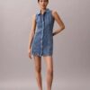 Mini-robe en denim à coutures apparentes