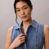 Mini-robe en denim à coutures apparentes
