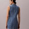 Mini-robe en denim à coutures apparentes