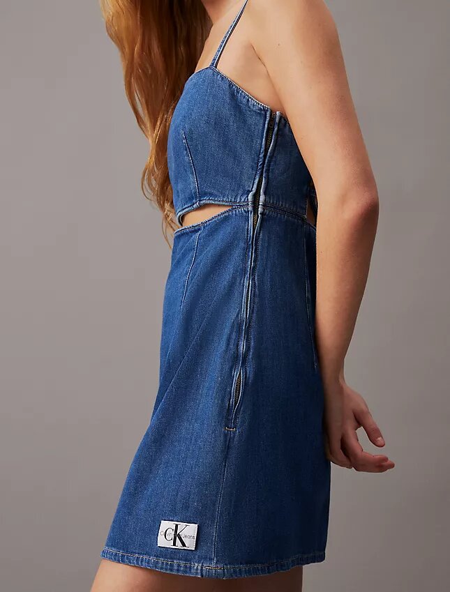 Mini-robe en denim à découpes Mini-robe en denim à découpes
