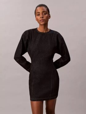 Mini-robe en denim à manches articulées