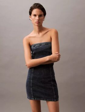 Mini-robe en denim sans bretelles