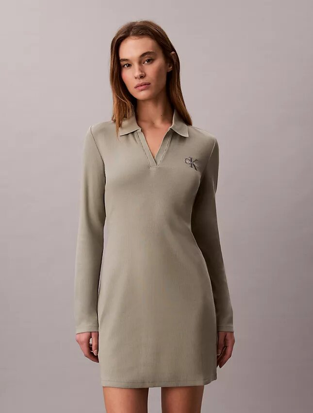 Mini-robe polo à côtes Monologo Mini-robe polo à côtes Monologo