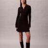 Mini-robe polo en coton côtelé à col en V Mini-robe polo en coton côtelé à col en V