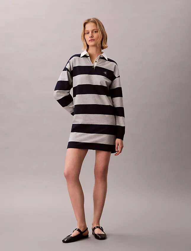 Mini-robe polo à rayures universitaires Mini-robe polo à rayures universitaires