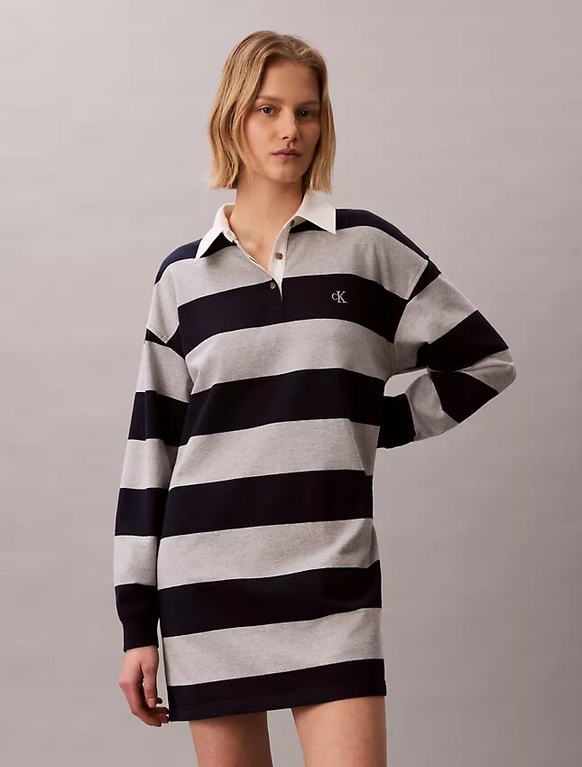 Mini-robe polo à rayures universitaires Mini-robe polo à rayures universitaires