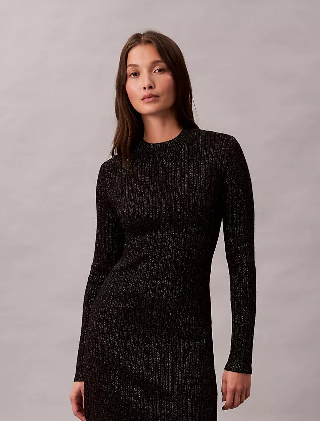 Mini-robe-pull en laine mérinos mélangée à du lurex Mini-robe-pull en laine mérinos mélangée à du lurex