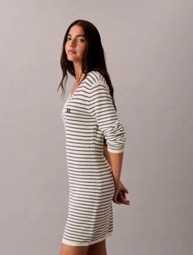 Mini-robe à rayures côtelées