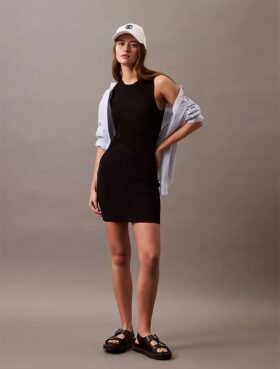 Mini-robe sans manches à côtes