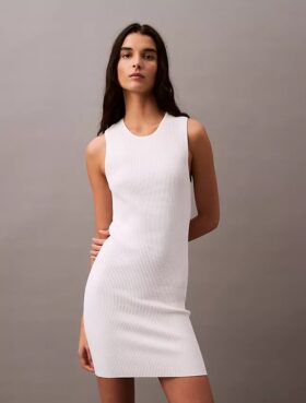 Mini-robe sans manches à côtes