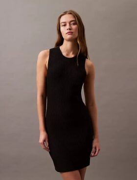 Mini-robe sans manches à côtes