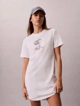 Mini-robe t-shirt à motif floral