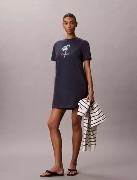 Mini-robe t-shirt à motif floral