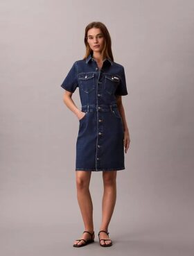 Mini-robe trucker en denim