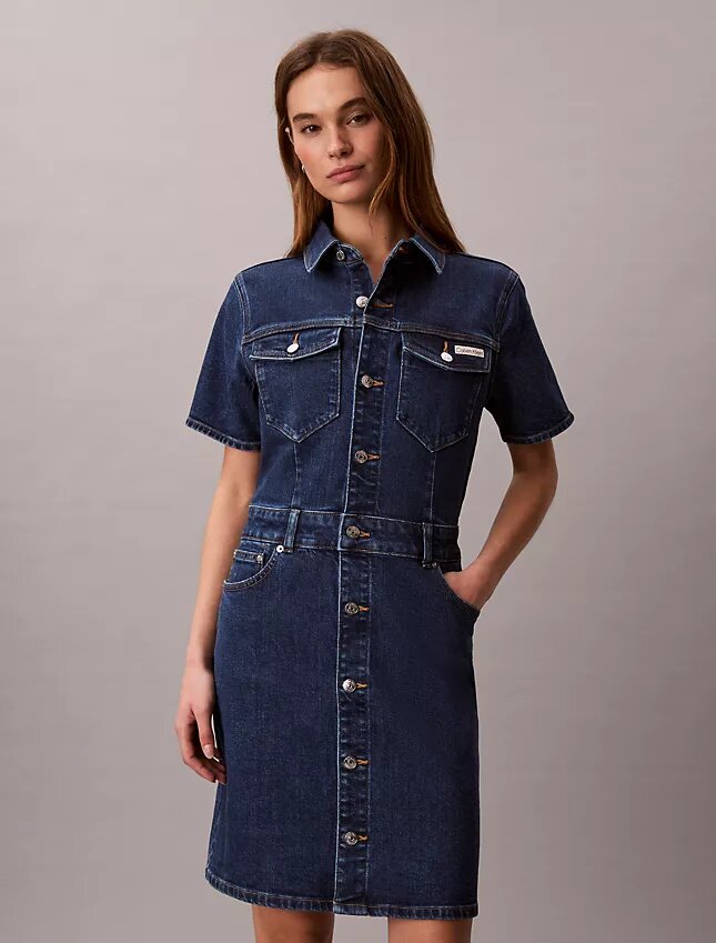Mini-robe trucker en denim Mini-robe trucker en denim